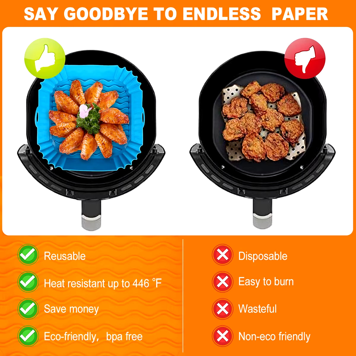 Square Silicone, Air Fryer Inserts, Air Fryer Pot, Air Fryer Liners, Reusable, Air Fryer Accessories, Oven Microwave Accessories