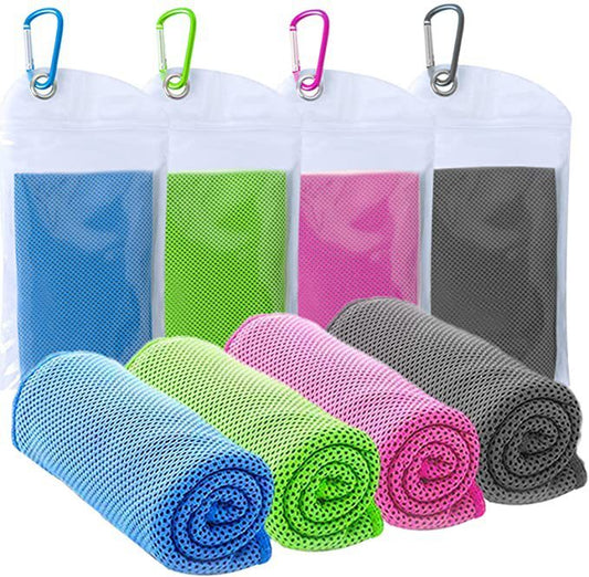 Soft Breathable Cooling Towels for Neck and Face with Waterproof Bag & Carabiner, Microfiber Cooling Towel for Yoga, Sport, Running, Gym, Workout, Camping, Fitness