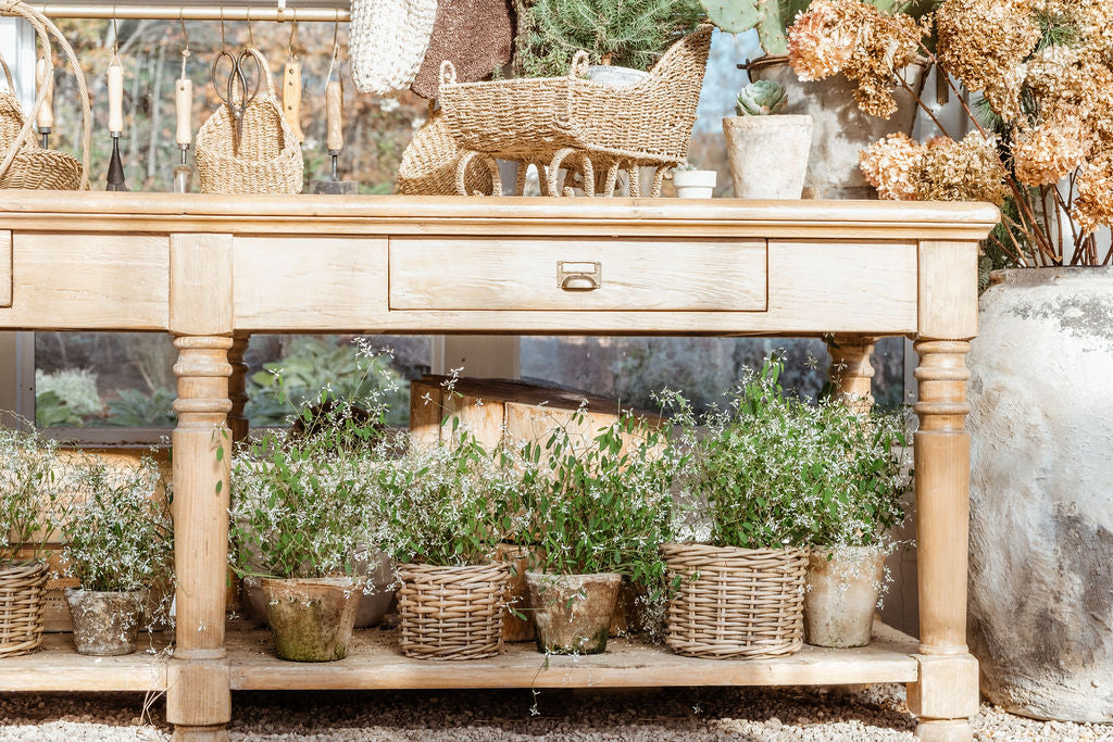 Rattan Flower Pot Basket with Plastic Inner