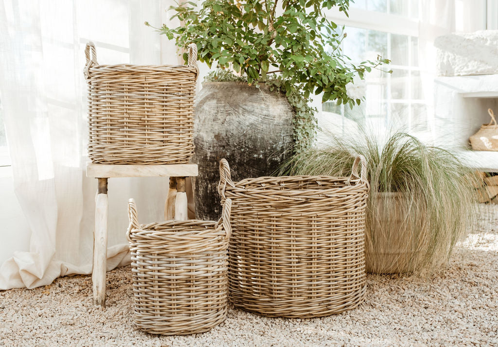 Rattan Round Flat Bottom Baskets