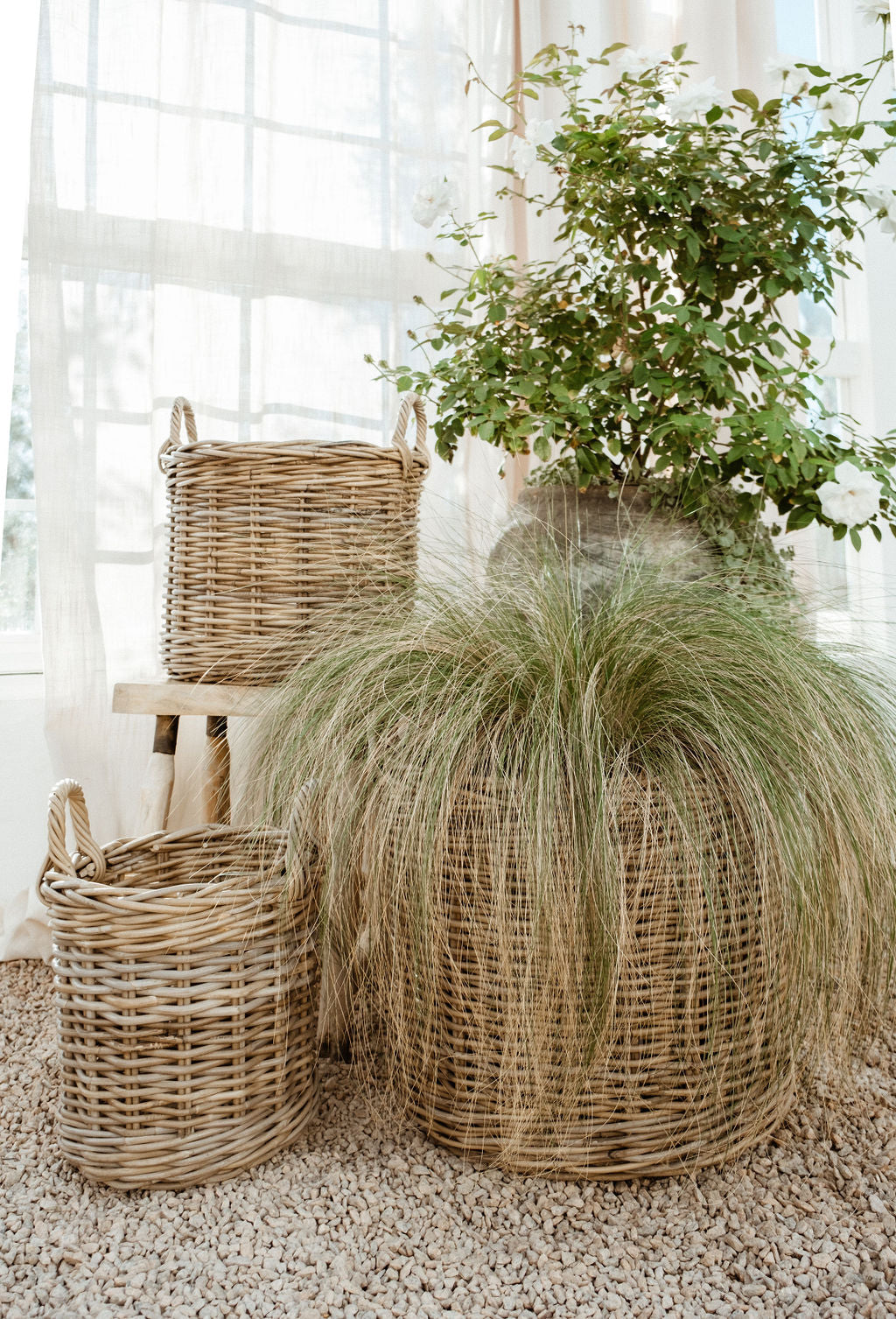 Rattan Round Flat Bottom Baskets
