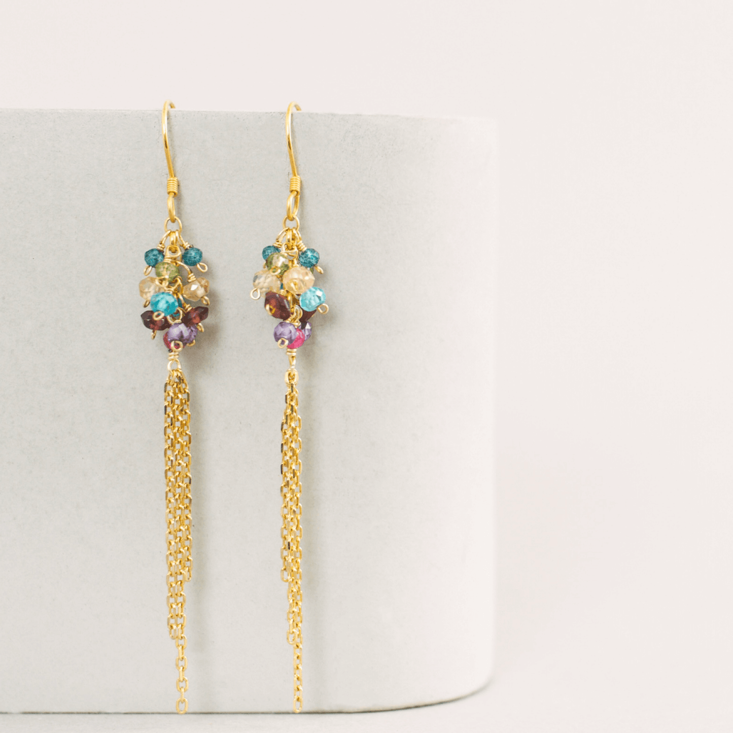 Rainbow Gemstone Edge Earrings