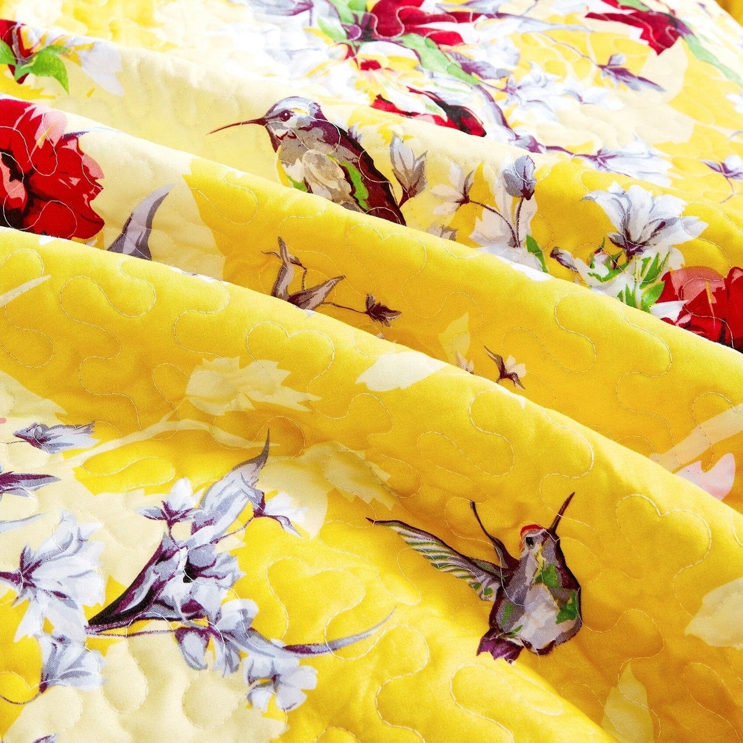 Radiant Sunshine Yellow Hummingbird Floral Bed in a Bag – DaDa Bedding