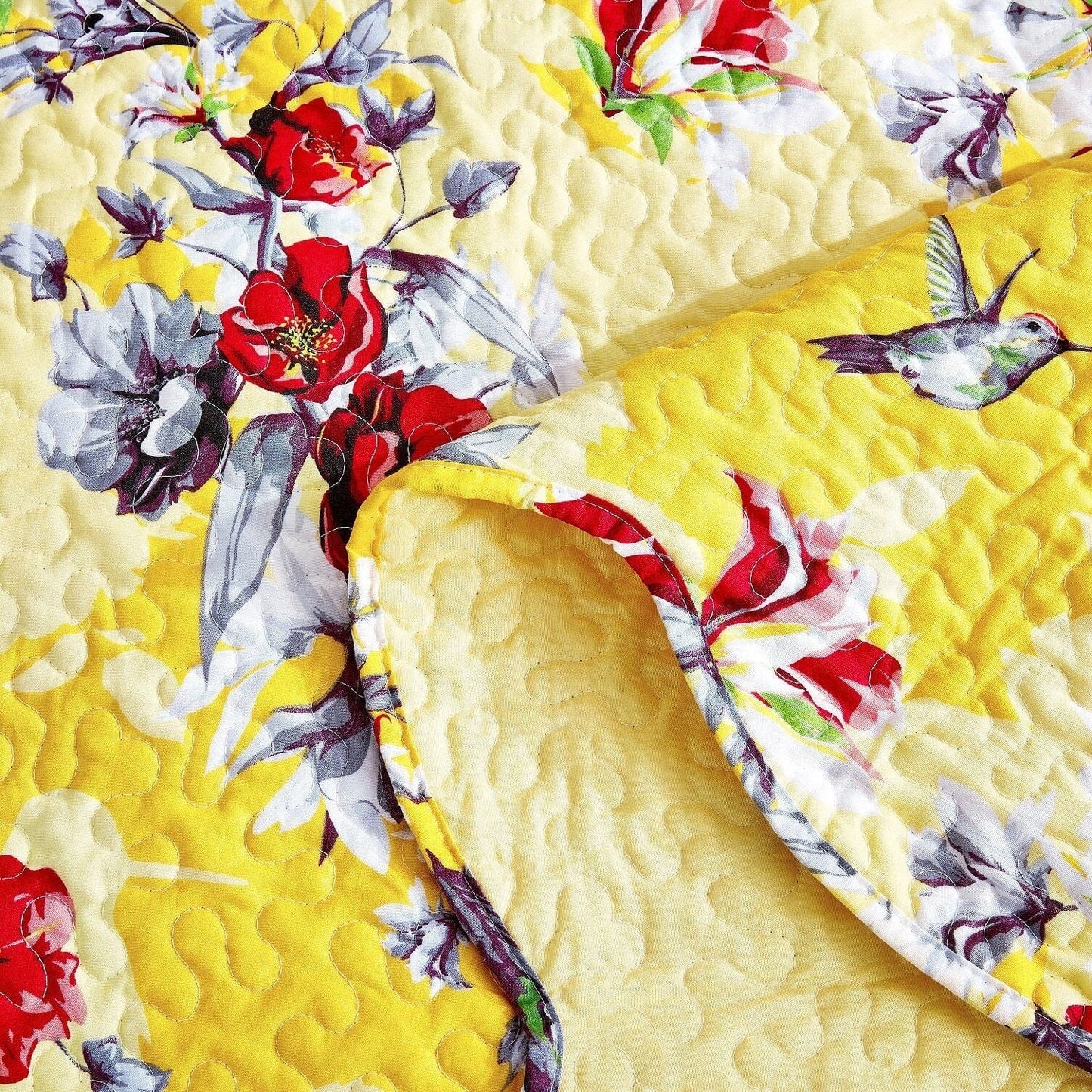 Radiant Sunshine Yellow Hummingbird Floral Bed in a Bag – DaDa Bedding