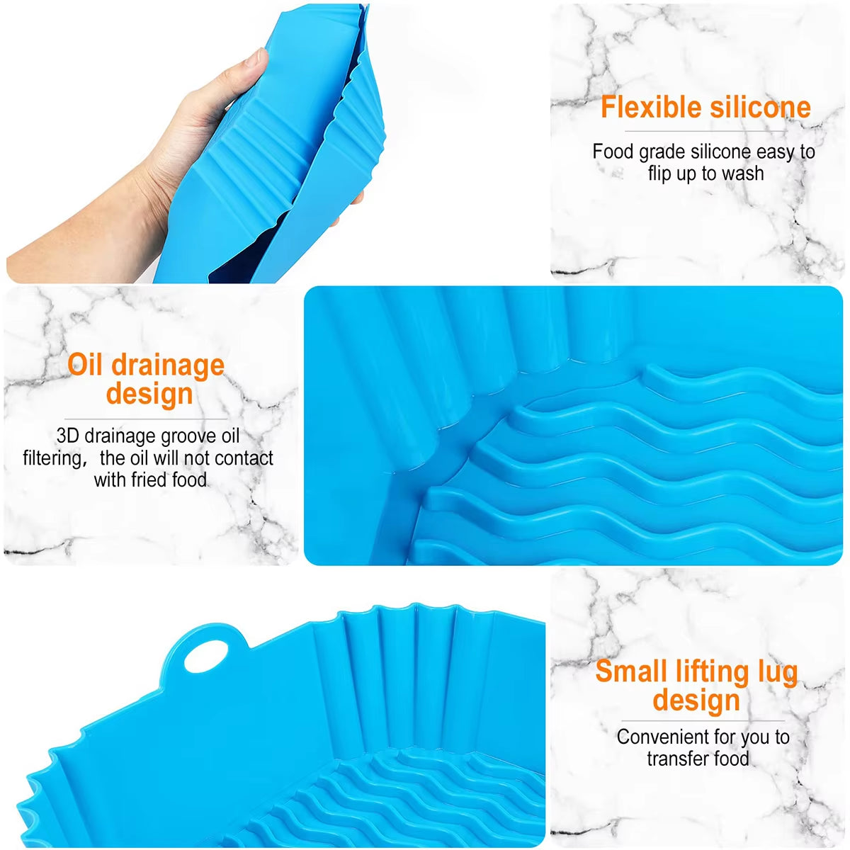 Square Silicone, Air Fryer Inserts, Air Fryer Pot, Air Fryer Liners, Reusable, Air Fryer Accessories, Oven Microwave Accessories