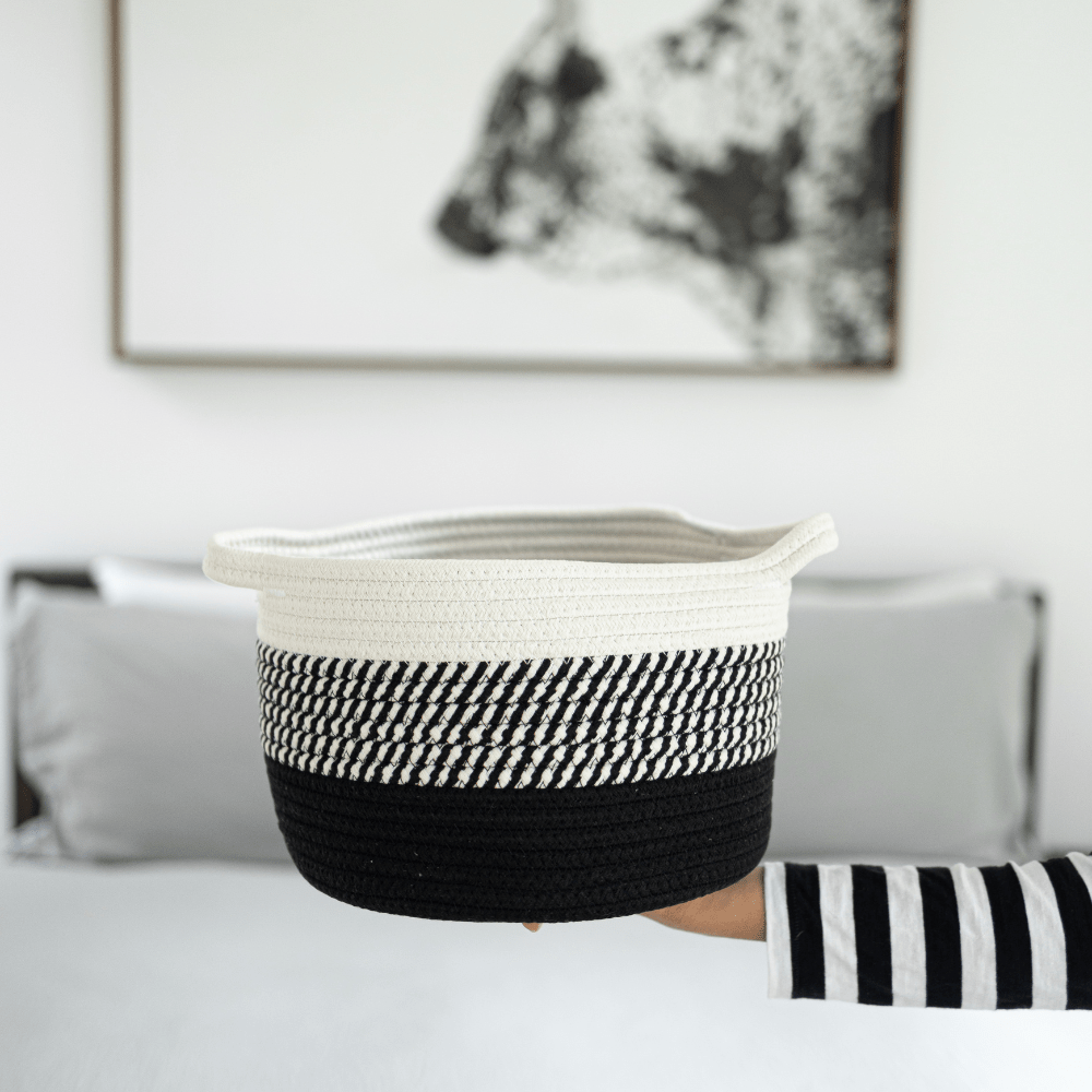 Black Ombré Cotton Storage Basket