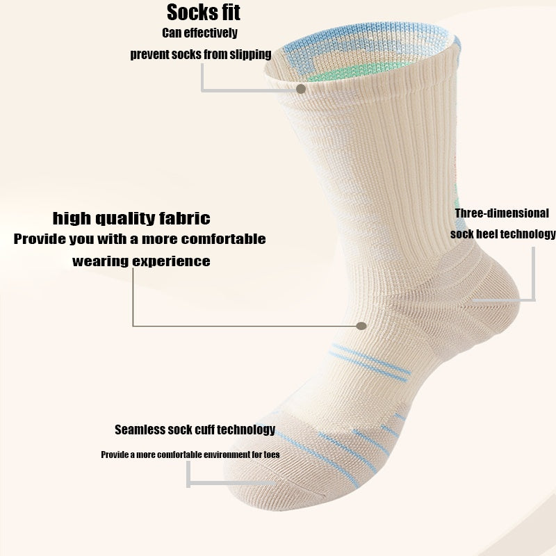 9 Pairs Men Compression Crew Running Socks Athletic Socks With Cushion Work Hiking Basketball Sport Socks Anti-odor And Anti-slip For Running Fitness Hiking And Cycling
