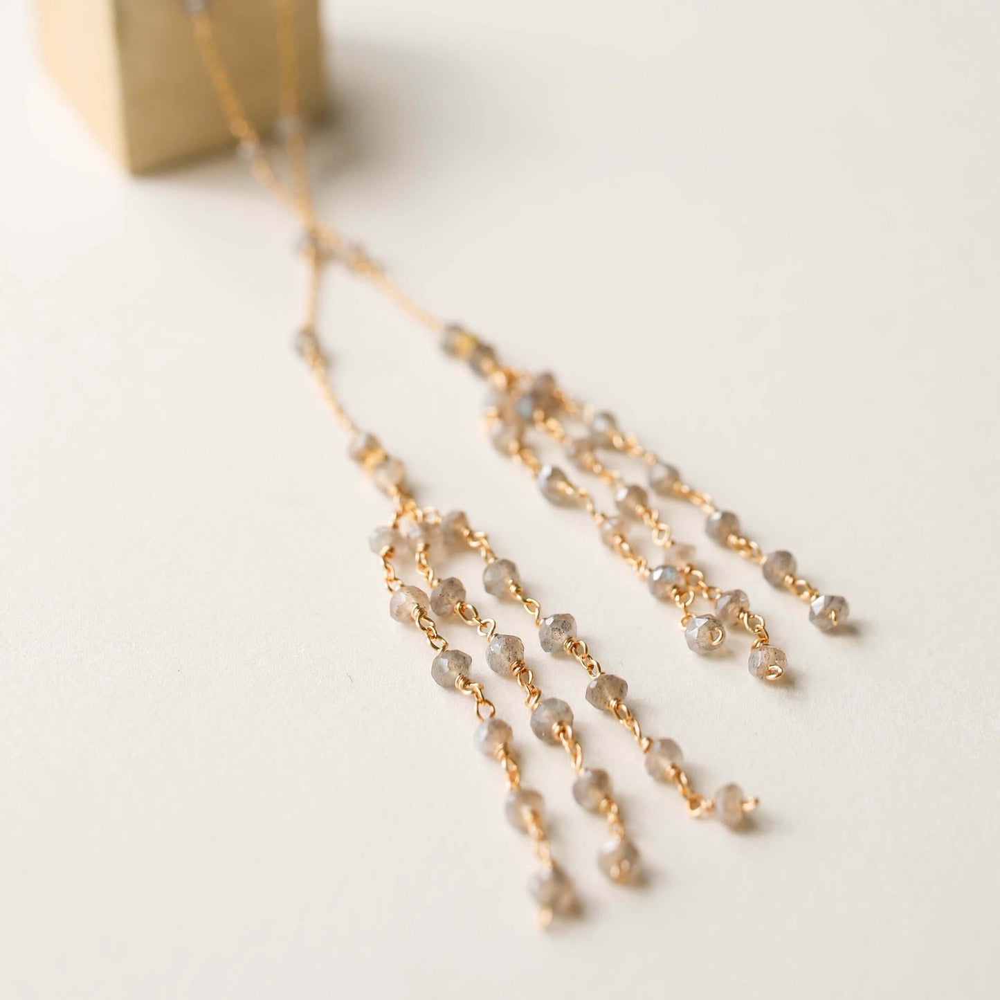 Silver Ballet Lariat Necklace in Labradorite
