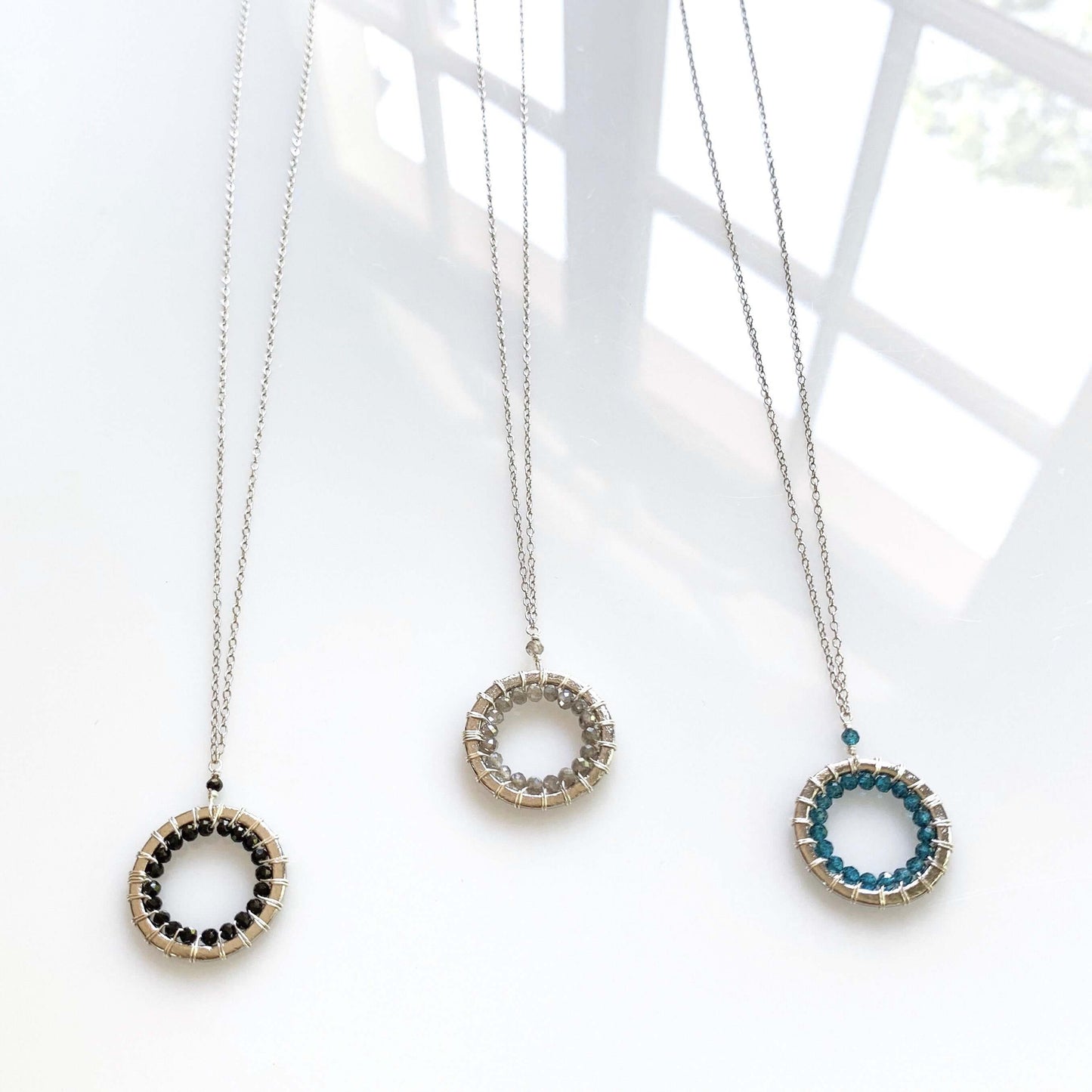 London Blue Quartz Halo Mini Silver Pendant