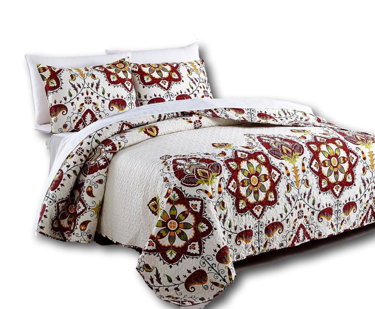 Casablanca Garden Mediterranean Floral Quilted Bedspread - DaDa Bedding