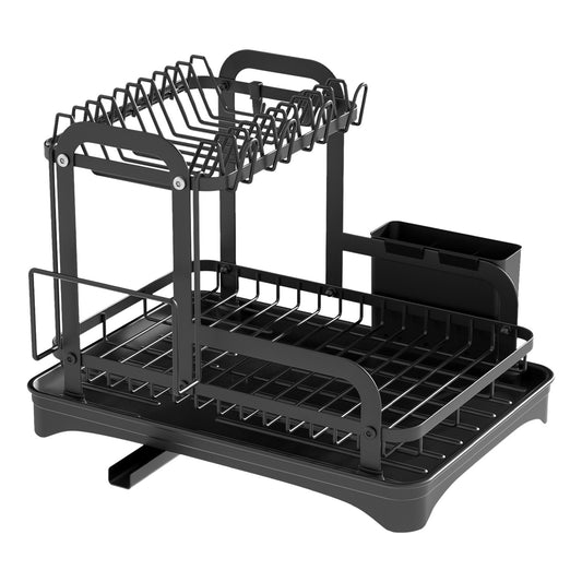 Rustproof 2-Tier Dish Rack with Drainboard – Space-Saving Kitchen Organizer
