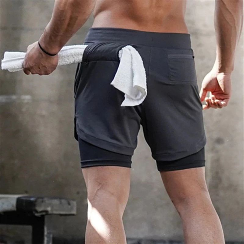 Men's 2-in-1 Quick-Dry Running, Gym & Workout Shorts with Built-in Liner