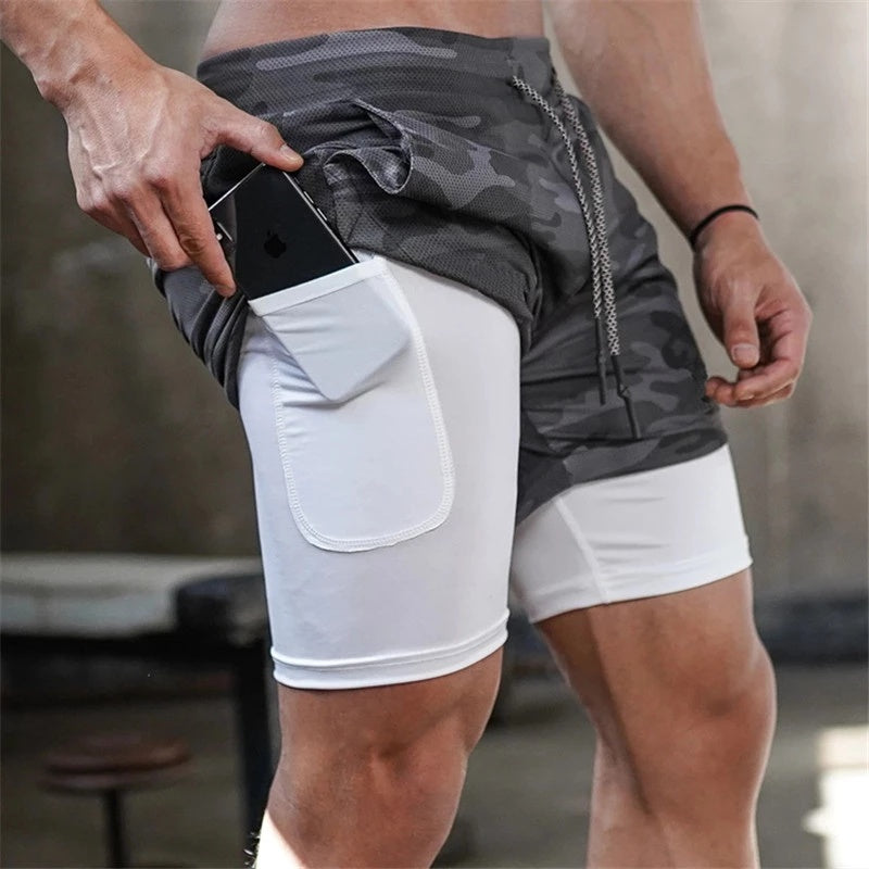 Men's 2-in-1 Quick-Dry Running, Gym & Workout Shorts with Built-in Liner