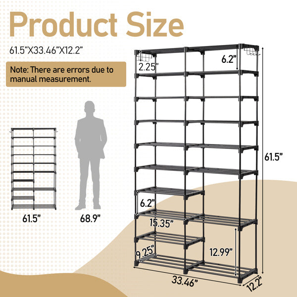 Double Row 10 Layer Non-woven Shoe Rack
