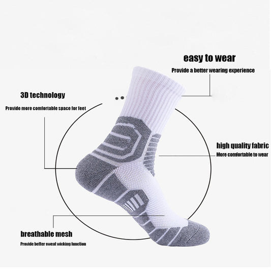4 Pairs Compression Crew Running Socks Anti-Odor & Anti-Slip