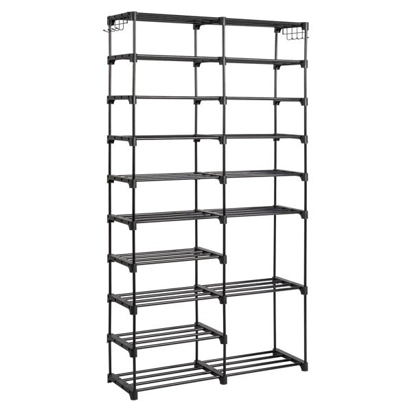 Double Row 10 Layer Non-woven Shoe Rack