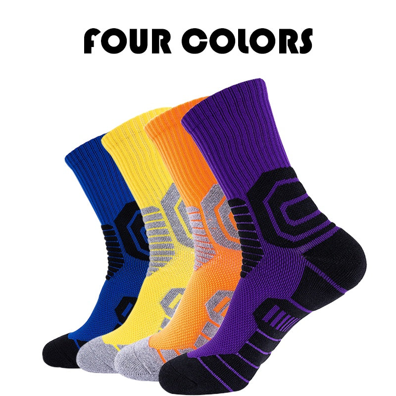 4 Pairs Compression Crew Running Socks Anti-Odor & Anti-Slip