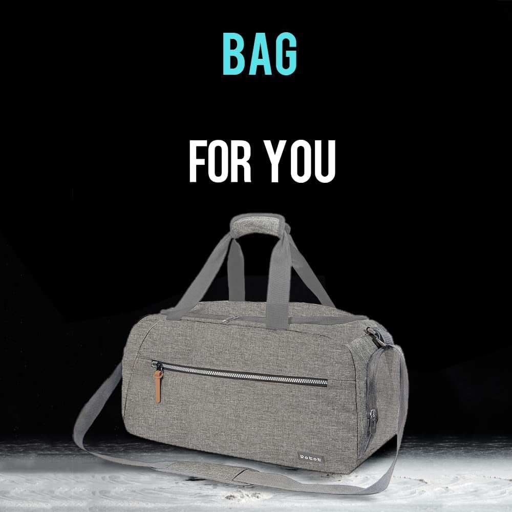 ROTOT Gym Duffel Bag, Gym Bag with Waterproof Shoe Pouch, Weekend Travel Bag with a Water-Resistant Insulated Pocket