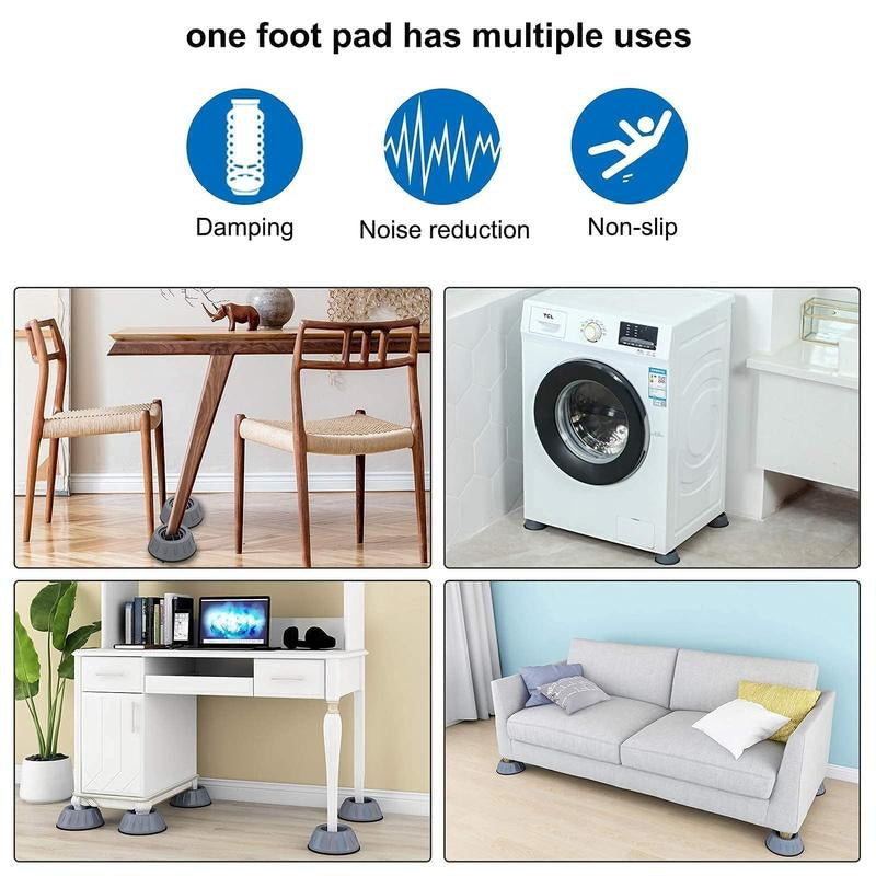 4Pcs anti Vibration Pads for Washing Machine and Dryer Shock and Noise Cancelling Washing Machine Support Prevent Moving Shaking Walking Universal Size