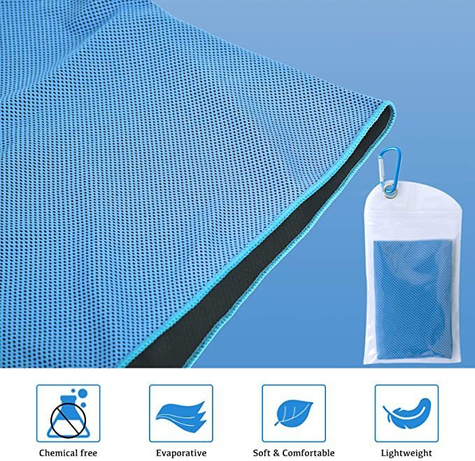 Soft Breathable Cooling Towels for Neck and Face with Waterproof Bag & Carabiner, Microfiber Cooling Towel for Yoga, Sport, Running, Gym, Workout, Camping, Fitness