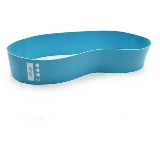 Blue resistance band labeled 'Heavy' on a white background