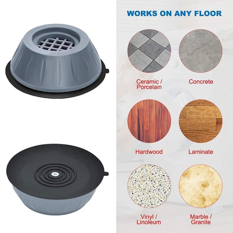 4Pcs anti Vibration Pads for Washing Machine and Dryer Shock and Noise Cancelling Washing Machine Support Prevent Moving Shaking Walking Universal Size