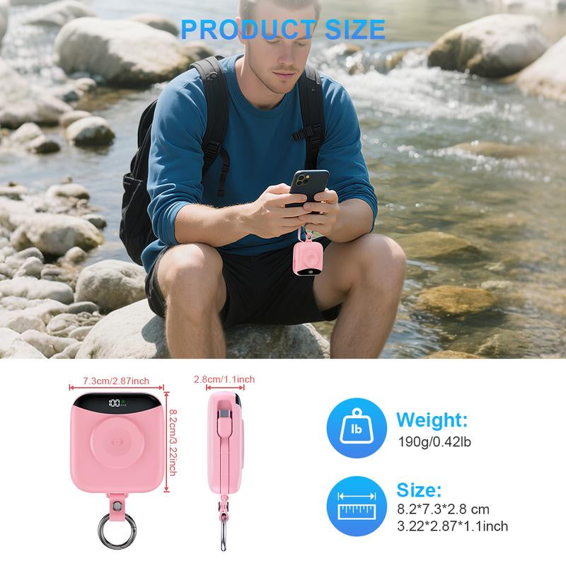 Portable Charger, 10000Mah 22.5W Fast Charging Power Bank with Built-In Cables, Travel Essential Battery Pack with LED Display, Keychain Battery Phone Charger for Iphone, Iwatch 10/9/8/7/6/SE/5/4