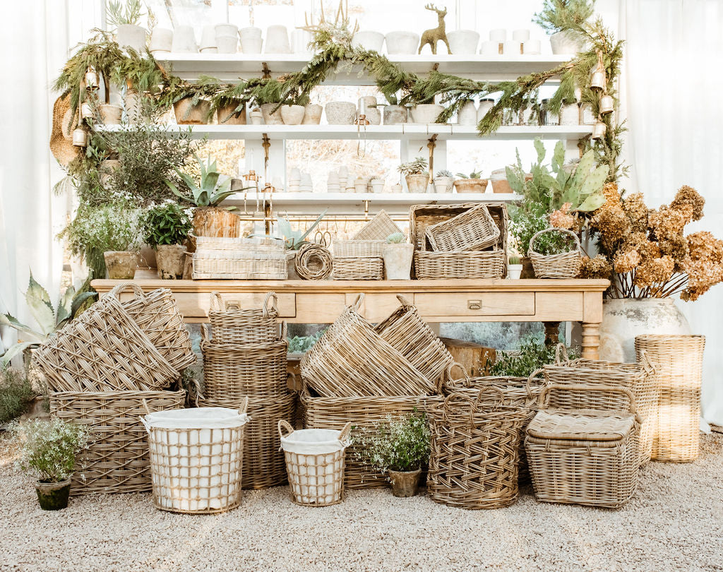 Round Basket with Zig-Zag Weave