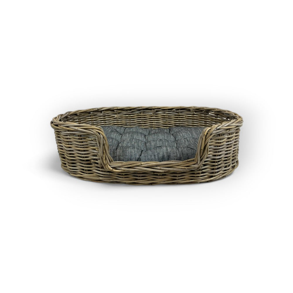 Oval Rattan Pet Bed with Pillow
