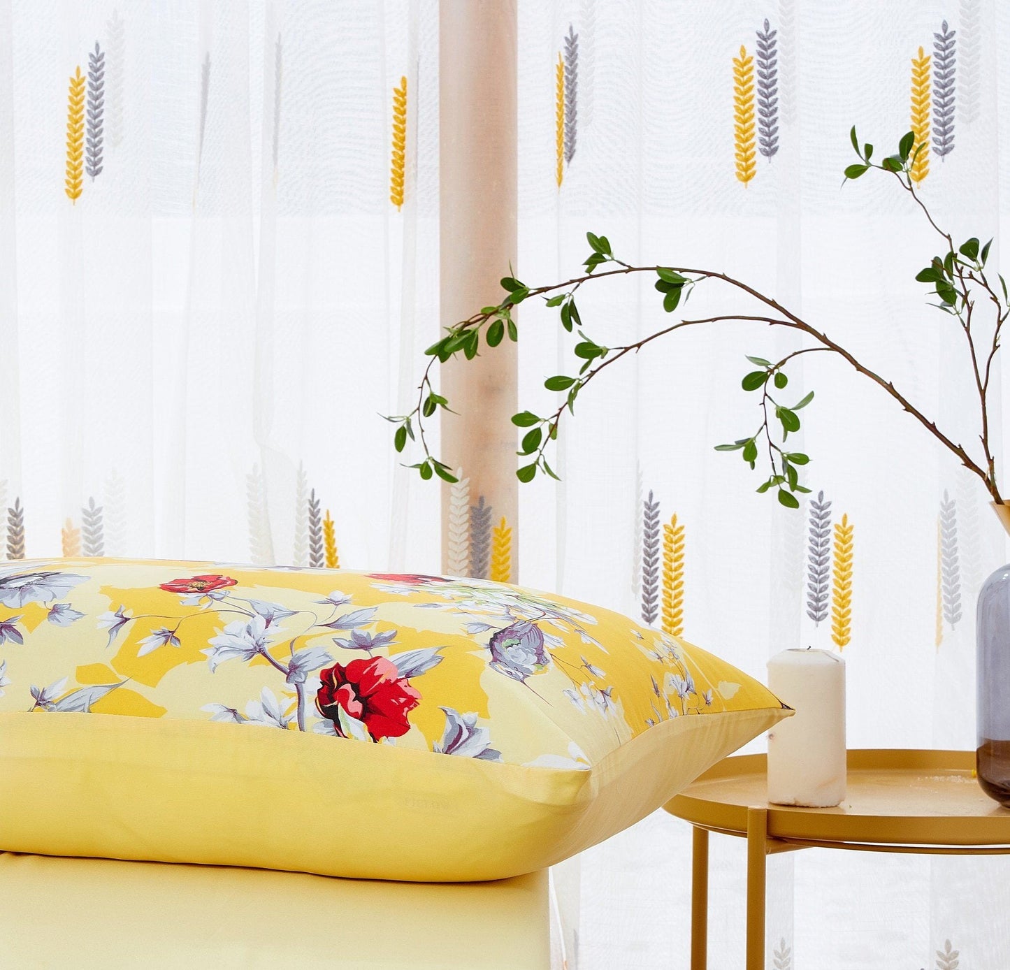 Radiant Sunshine Yellow Hummingbird Floral Bed in a Bag – DaDa Bedding