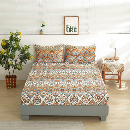 Bohemian Coral & Teal Paisley Fitted Sheet Set – DaDa Bedding