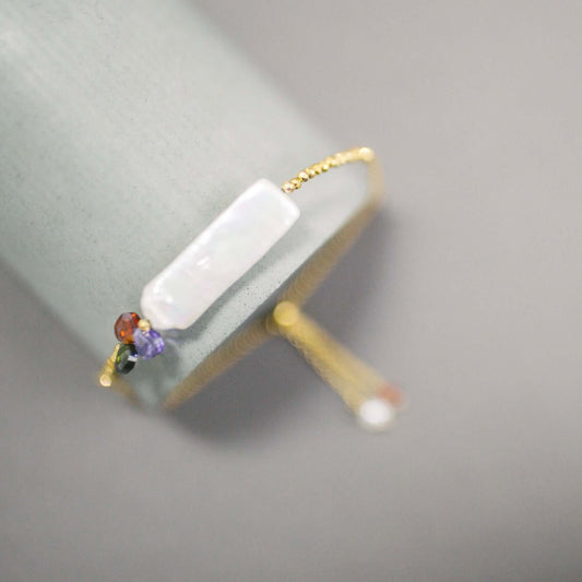 Stick Pearl Adjustable Gemstone Bracelet