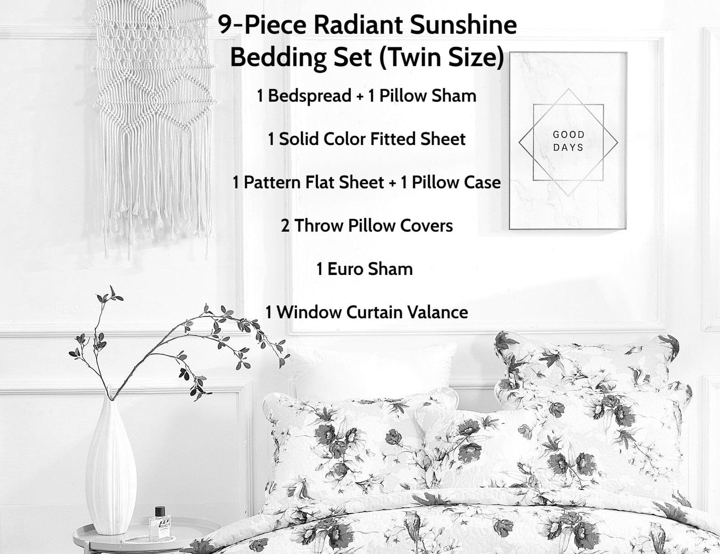 Radiant Sunshine Yellow Hummingbird Floral Bed in a Bag – DaDa Bedding