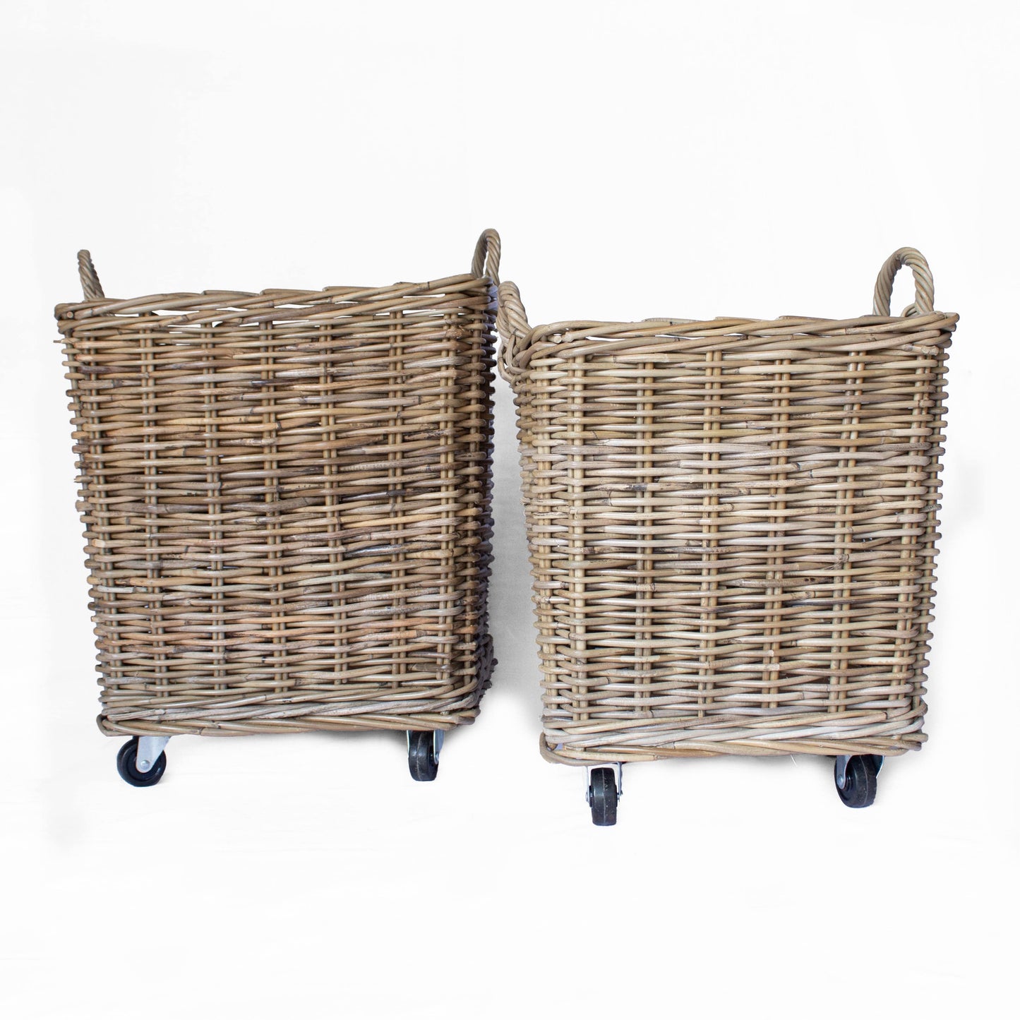 Rattan Square Storage Basket on Wheels