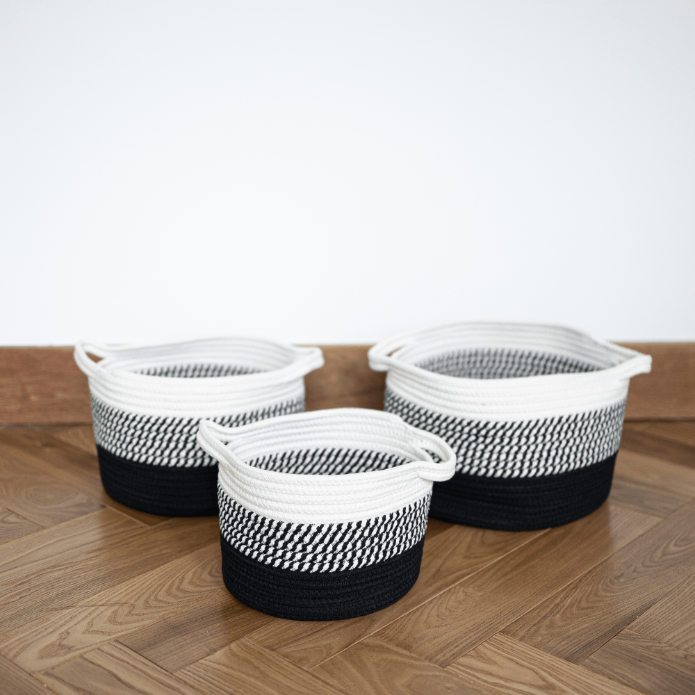 Black Ombré Cotton Storage Basket