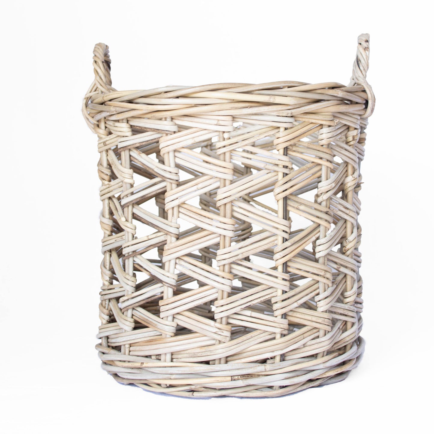 Round Basket with Zig-Zag Weave