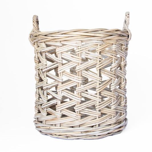 Round Basket with Zig-Zag Weave