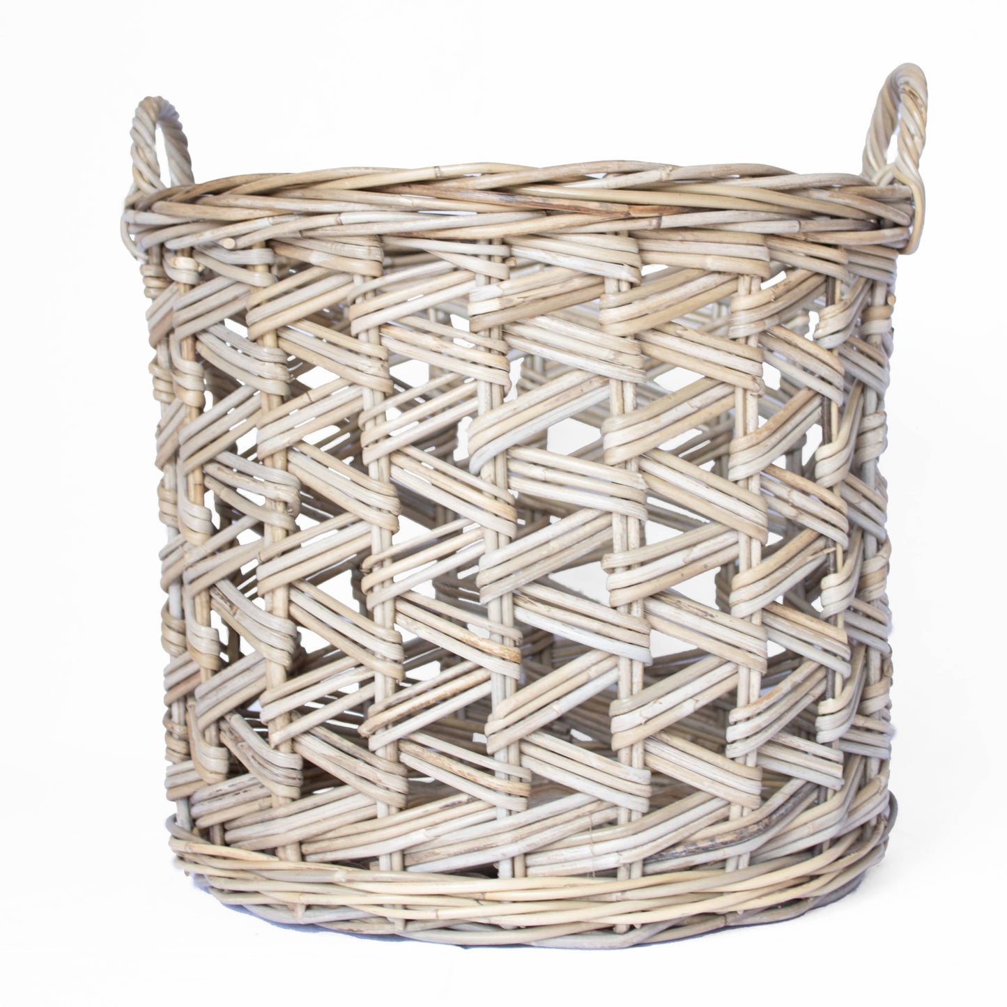 Round Basket with Zig-Zag Weave