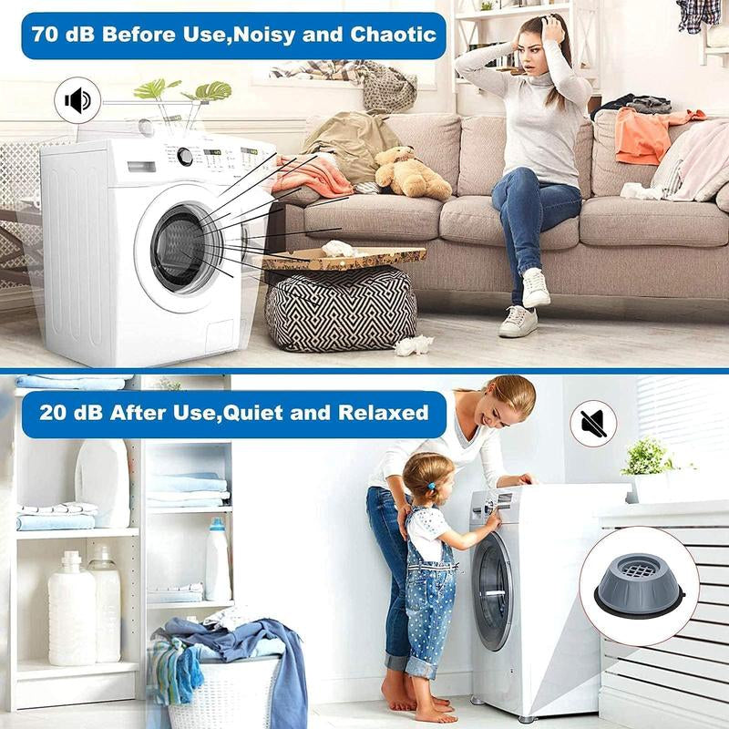 4Pcs anti Vibration Pads for Washing Machine and Dryer Shock and Noise Cancelling Washing Machine Support Prevent Moving Shaking Walking Universal Size