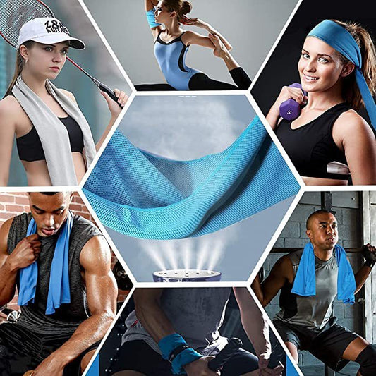 Soft Breathable Cooling Towels for Neck and Face with Waterproof Bag & Carabiner, Microfiber Cooling Towel for Yoga, Sport, Running, Gym, Workout, Camping, Fitness