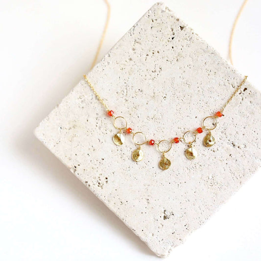 Orange Chalcedony Mini Chain Loop Necklace