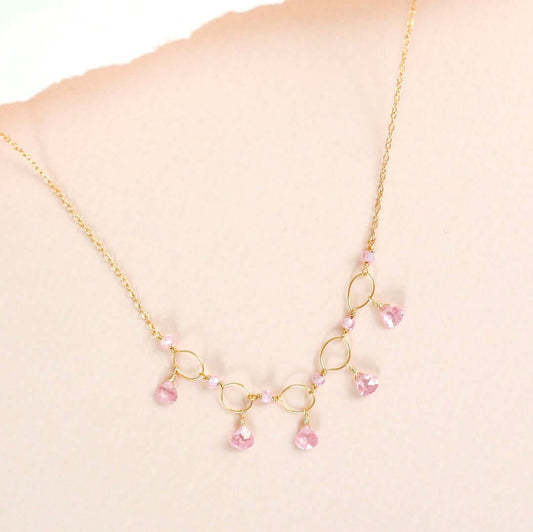 Rose Quartz Gemstone Mini Sparkler Necklace