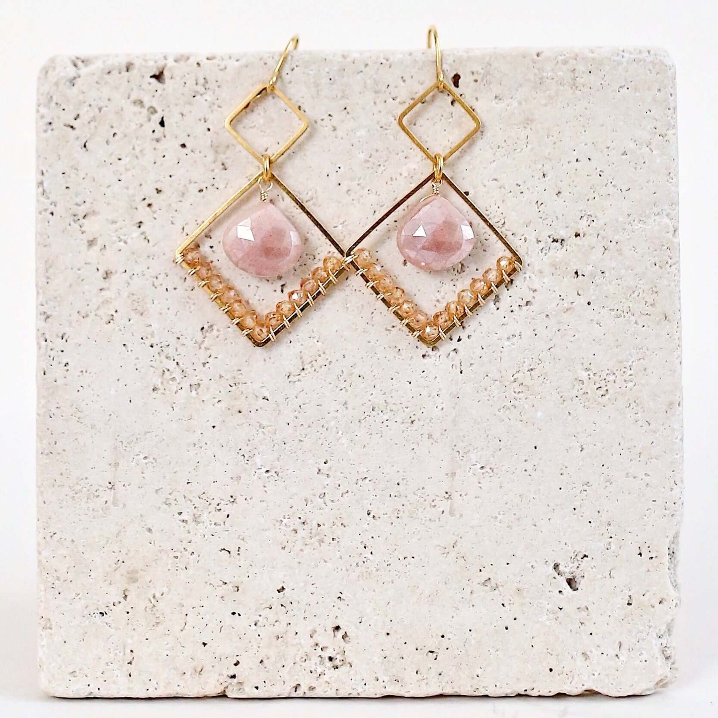 Gemstone Triangle Earrings