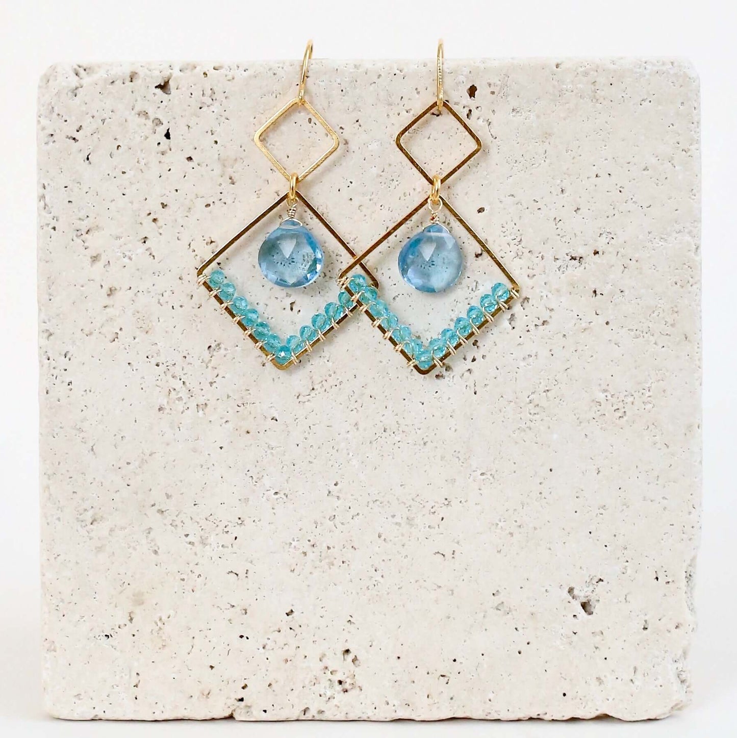 Gemstone Triangle Earrings