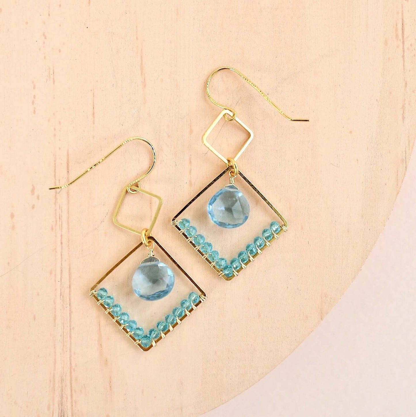 Gemstone Triangle Earrings
