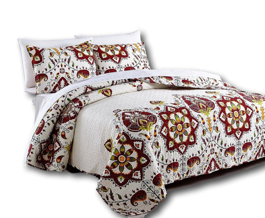 Casablanca Garden Mediterranean Floral Quilted Bedspread - DaDa Bedding